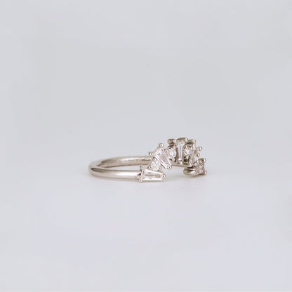 0.48 TCW Tapered Baguette & Round CVD Diamond Fire Cracker Curved Wedding Band