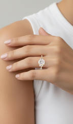 2.51 CT - 3.51 CT Elongated Cushion Cut Lab grown Diamond Cluster Engagement Ring