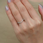 0.15 TCW Round Moissanite Chevron Pave Stacking Wedding Band