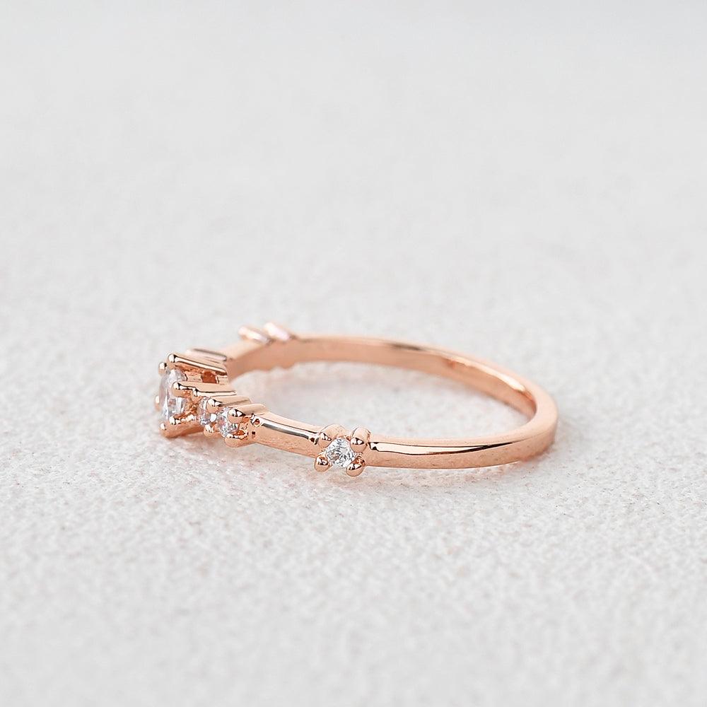 0.11 TCW Round Moissanite Scattered Wedding Band