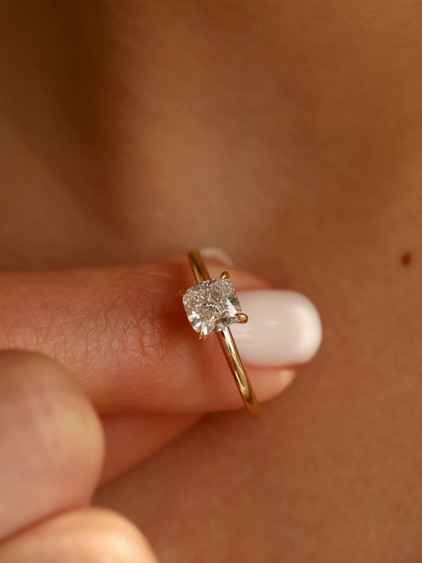 1 CT - 3 CT Cushion Cut Lab grown Diamond Solitaire Engagement Ring