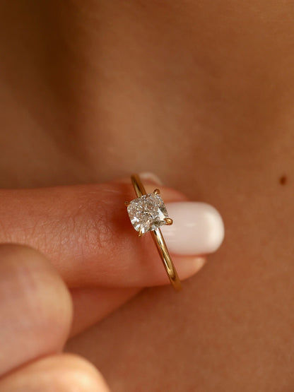 1 CT - 3 CT Cushion Cut Lab grown Diamond Solitaire Engagement Ring