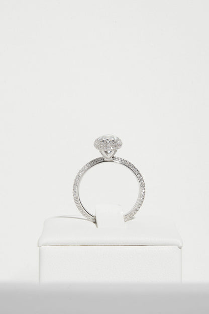 1.5 CT - 2.5 CT Oval Cut Halo & Pave Moissanite Engagement Ring