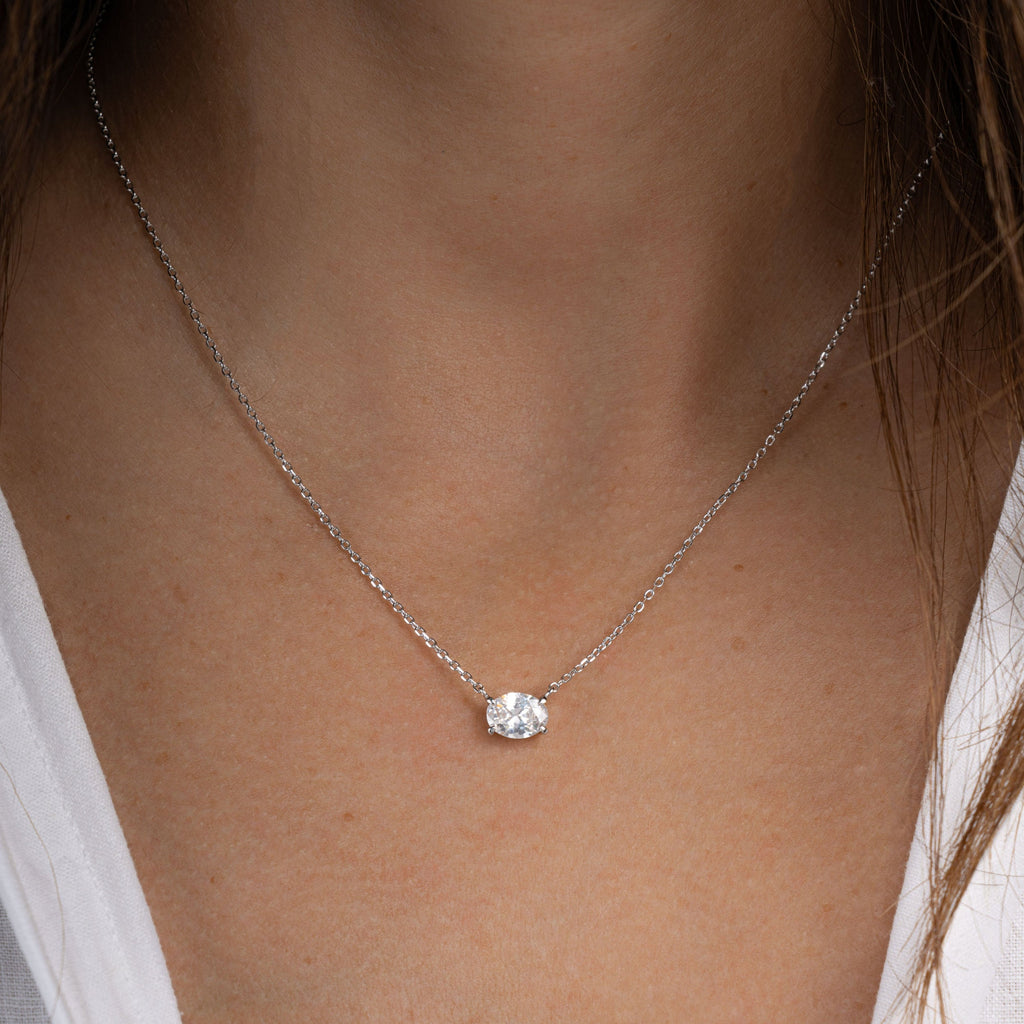 1.32 CT Oval Cut Moissanite Diamond Solitaire Pendant Necklace