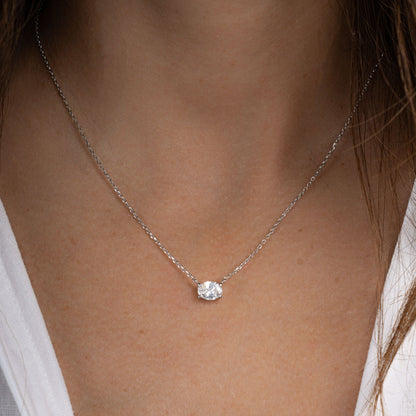 1.32 CT Oval Cut Moissanite Diamond Solitaire Pendant Necklace