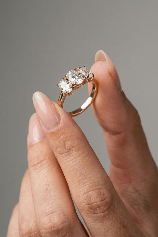 Oval Cut Three Stone Moissanite Engagement Ring