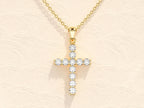 0.22 TCW Round Moissanite Diamond Cross Pendant Necklace