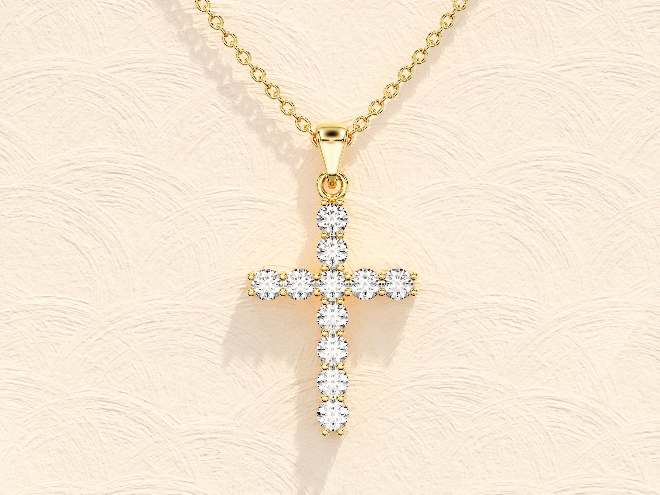 0.22 TCW Round Moissanite Diamond Cross Pendant Necklace