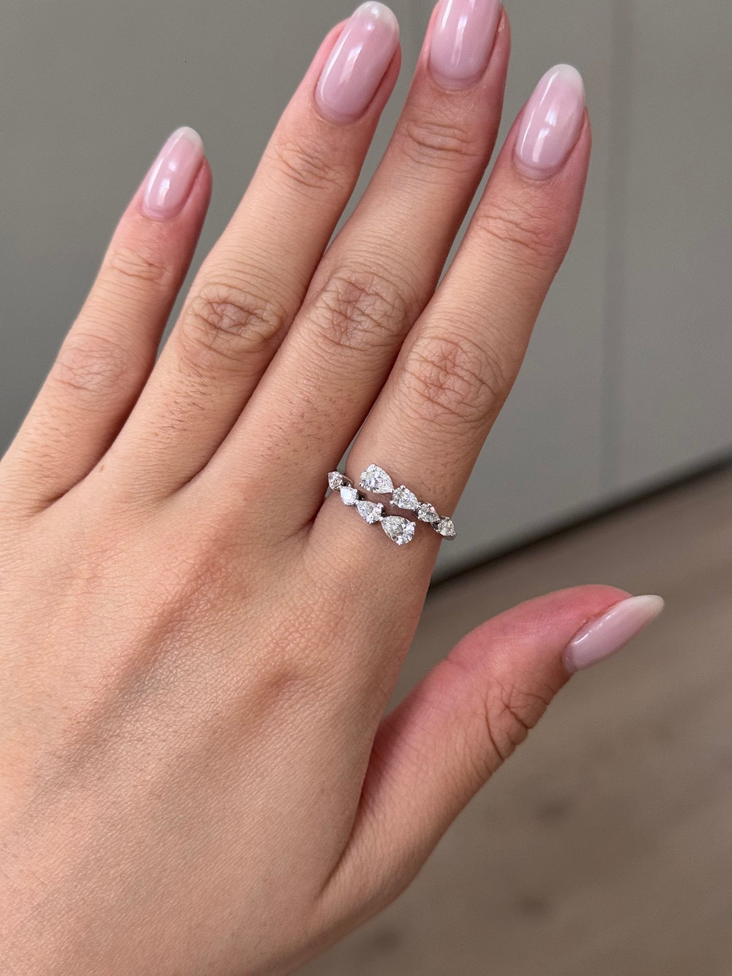 0.99 TCW Pear CVD Diamond Open Wedding Band