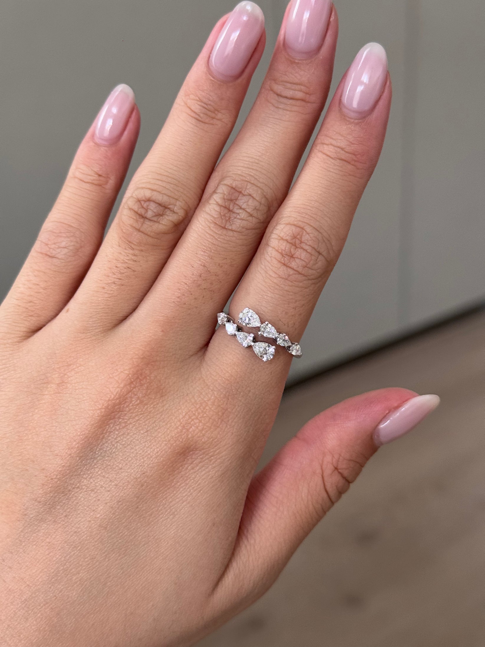 0.99 TCW Pear CVD Diamond Open Wedding Band