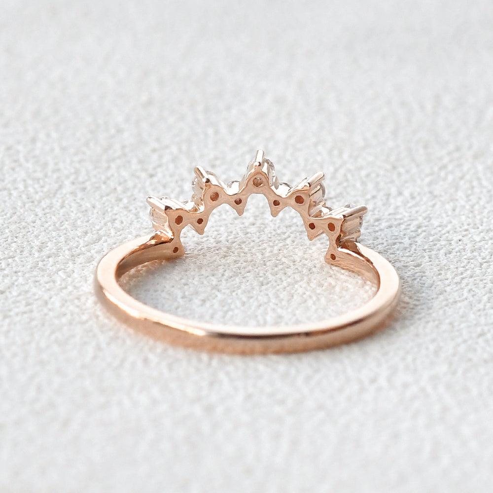 0.1 TCW Round Moissanite Cluster Curved Wedding Band