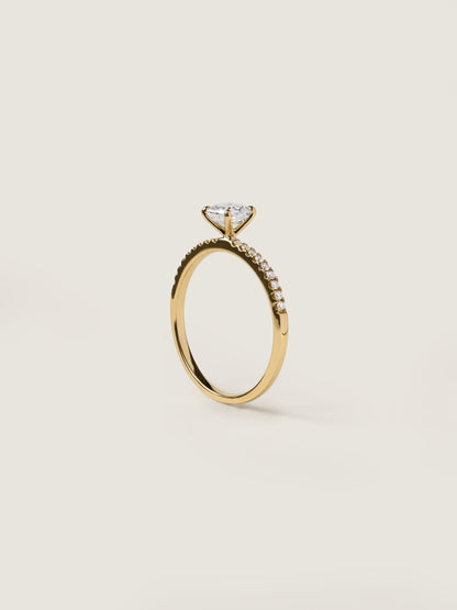 0.50 CT - 2.50 CT Asscher Cut Lab grown Diamond Pave Engagement Ring