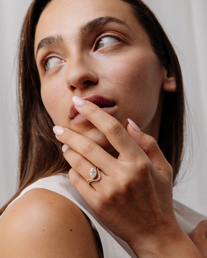 1.14 CT - 2.14 CT Marquise Cut Lab grown Diamond Half bezel Solitaire Engagement Ring