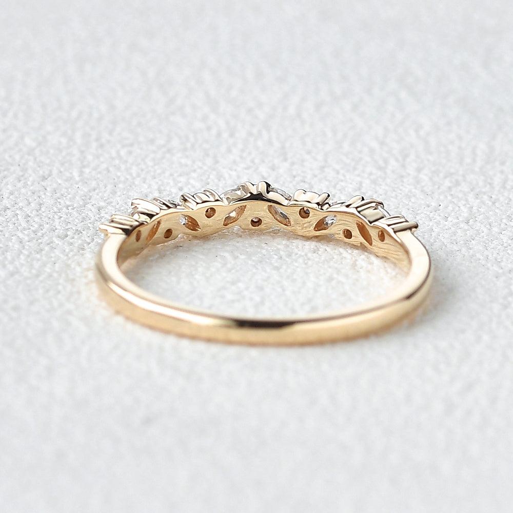 0.15 TCW Marquise Moissanite Cluster Pave Wedding Band