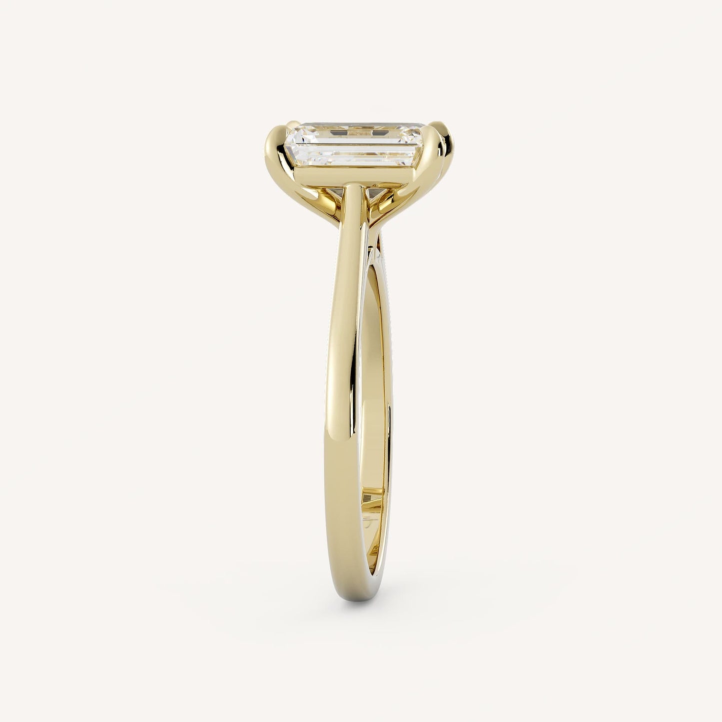 1 CT - 3 CT Emerald Cut Lab grown Diamond Solitaire Cathedral Setting Engagement Ring