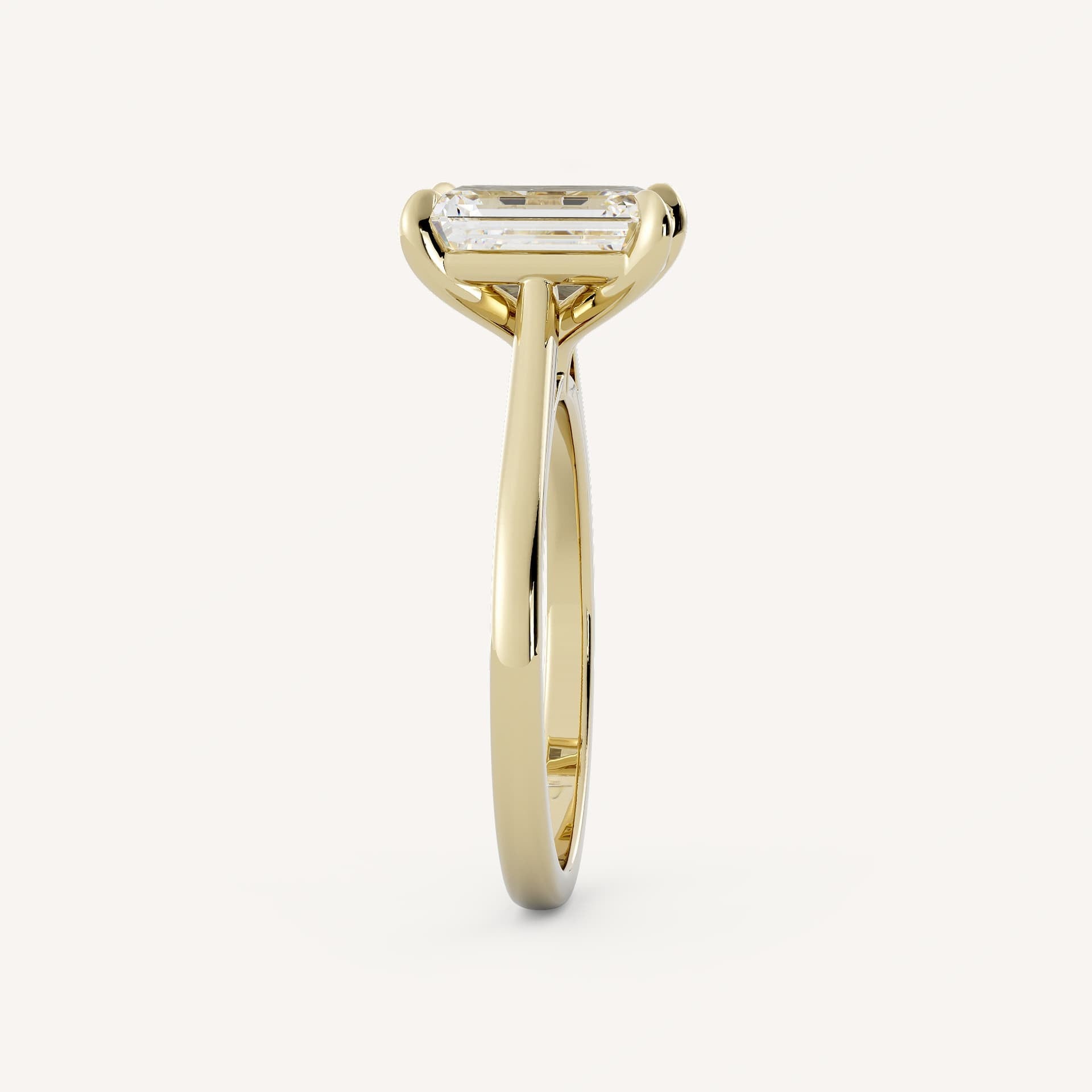 1 CT - 3 CT Emerald Cut Lab grown Diamond Solitaire Cathedral Setting Engagement Ring