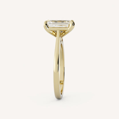 1 CT - 3 CT Emerald Cut Lab grown Diamond Solitaire Cathedral Setting Engagement Ring