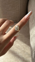 Pear Lab grown Diamond Bezel Engagement Ring