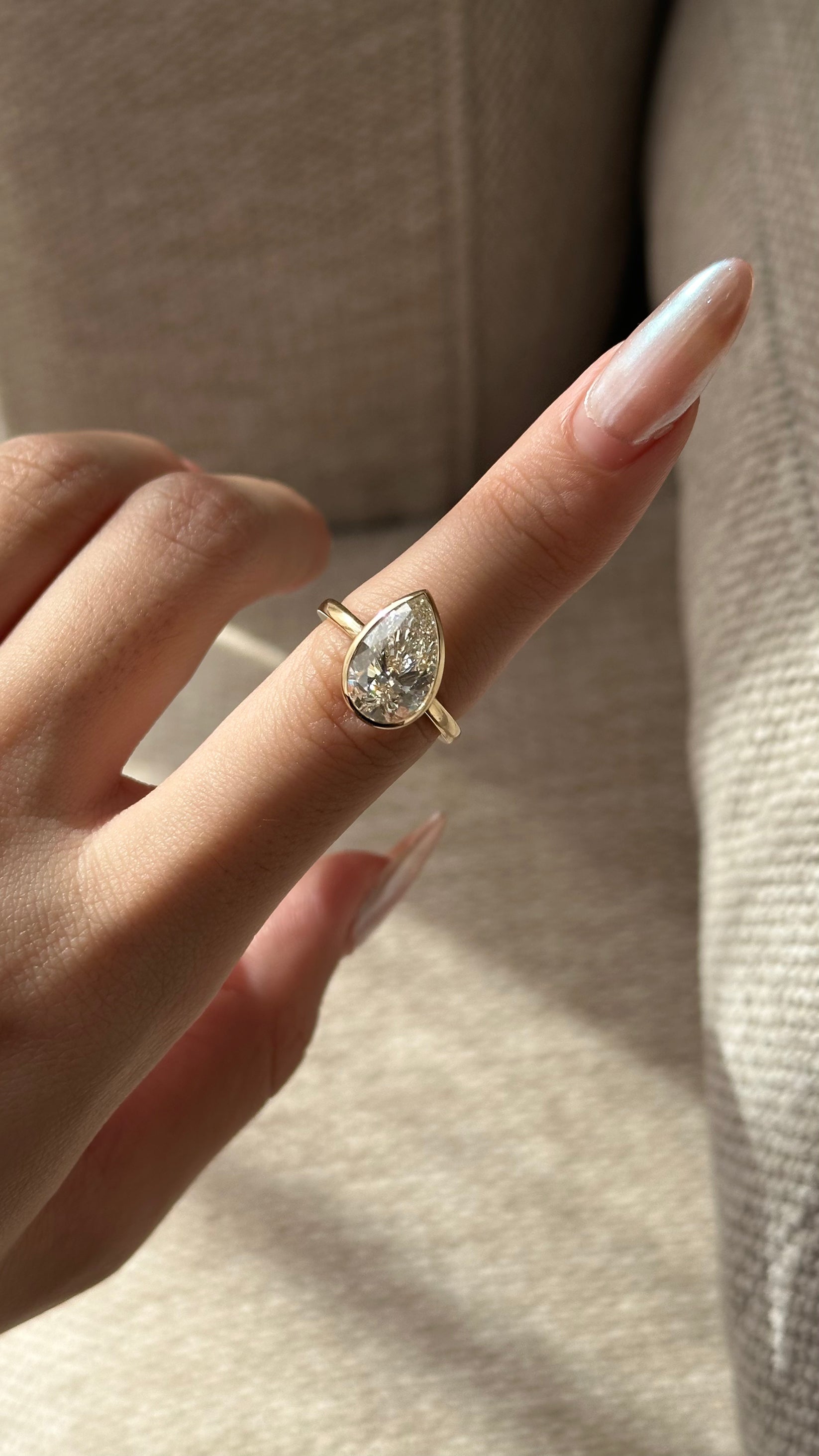 Pear Lab grown Diamond Bezel Engagement Ring