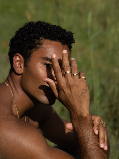 0.05 TCW Round CVD Diamond Signet Wedding Band For Men