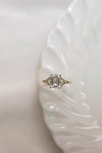 1 CT - 3 CT Emerald Cut Lab grown Diamond Pave & Split Shank Engagement Ring