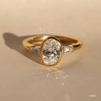 1.5 CT - 2.5 CT Oval Cut Three Stone Bezel Set Moissanite Engagement Ring