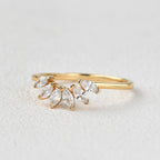 0.4 TCW Marquise Moissanite Cluster Curved Wedding Band