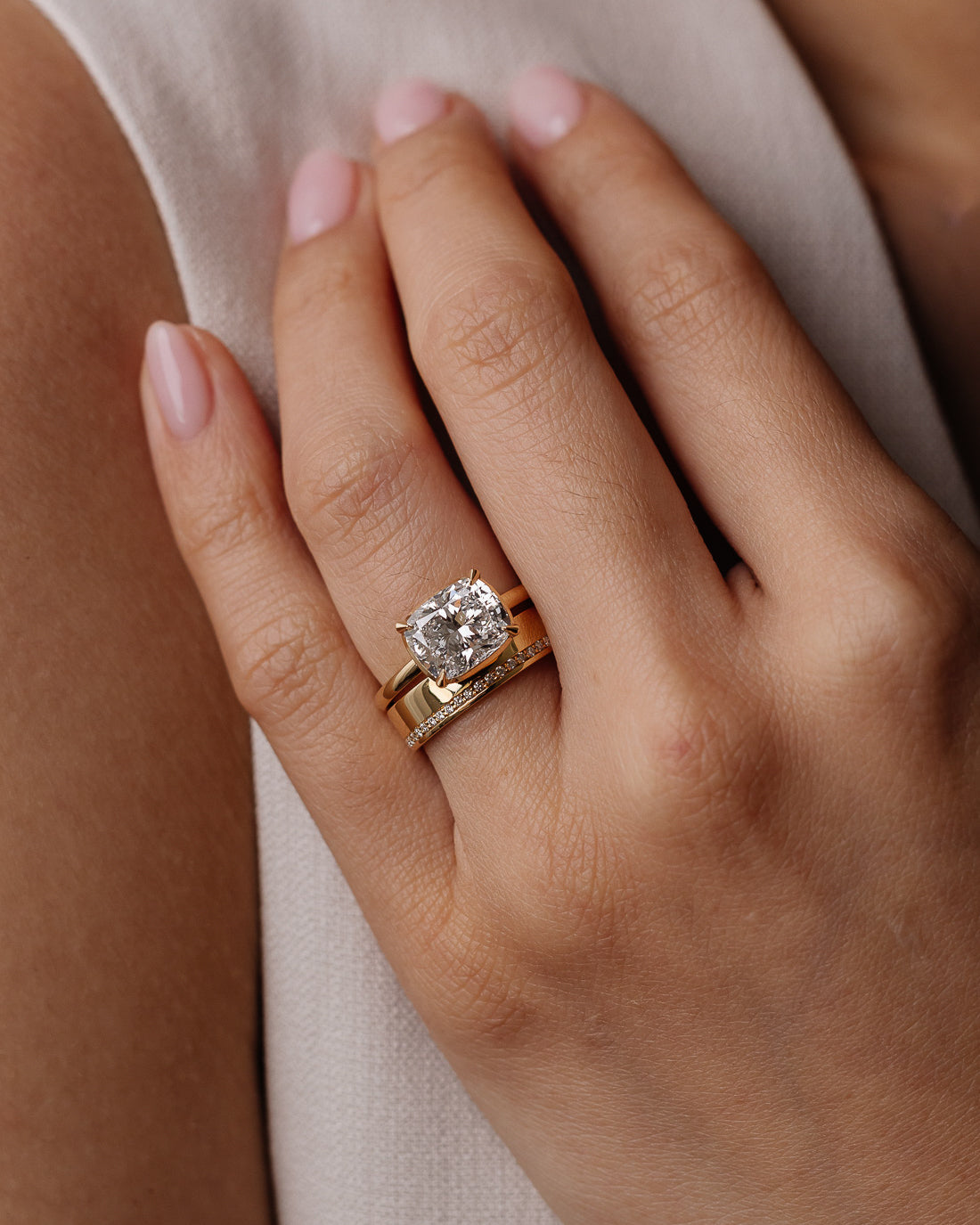 3 CT - 4 CT Elongated Cushion Cut Lab grown Diamond Solitaire Engagement Ring