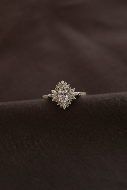 0.5 CT - 1 CT Marquise Cut Lab grown Diamond Halo & Pave Setting Engagement Ring