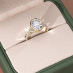 2 CT Oval Cut Twisted Pave & Bezel Setting Moissanite Engagement Ring