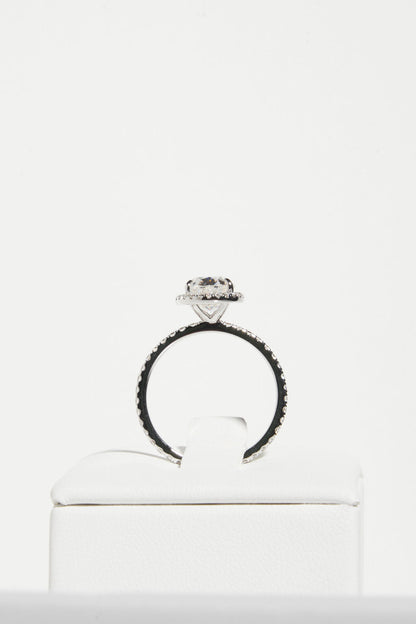 1 CT - 2 CT Pear Cut Halo & Pave Moissanite Engagement Ring