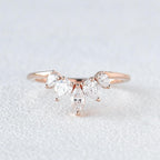 0.6 TCW Marquise Moissanite Curved Cluster Wedding Band