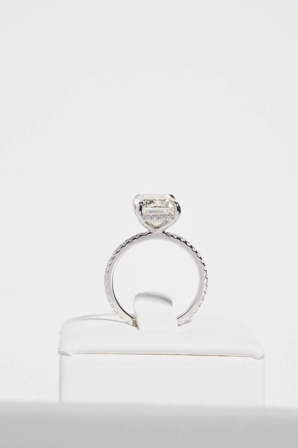 2.5 CT - 3.5 CT Emerald Cut Hidden Halo & Pave Moissanite Engagement Ring