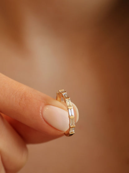 0.63 TCW Baguette CVD Diamond Half Eternity Wedding Band