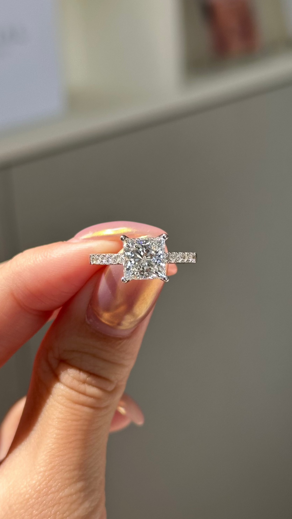 2 CT Princess Cut Lab grown Diamond Micro Pave Engagement Ring