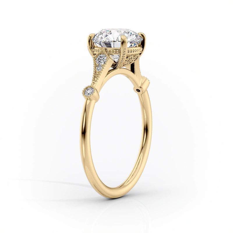 3 CT - 3.5 CT Pear Cut Milgrain Art Deco Style Moissanite Engagement Ring