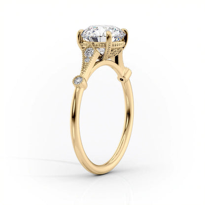 3 CT - 3.5 CT Pear Cut Milgrain Art Deco Style Moissanite Engagement Ring