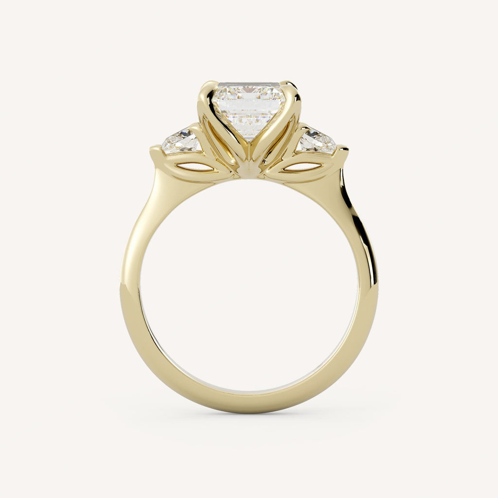 1.82 CT - 2.82 CT Emerald Cut Lab grown Diamond Three Stone Engagement Ring