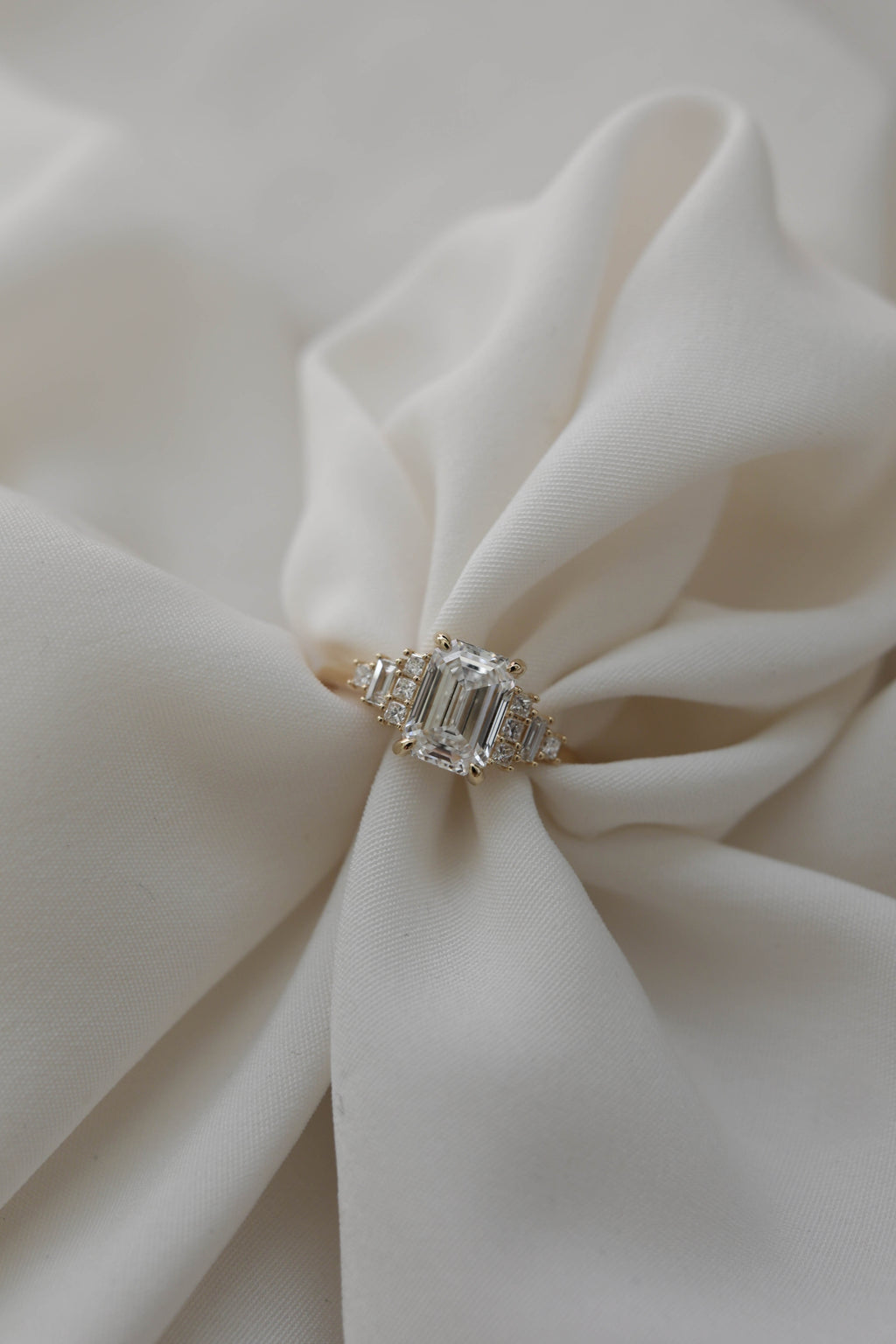 2 CT - 3 CT Emerald Cut Lab grown Diamond Cluster Engagement Ring