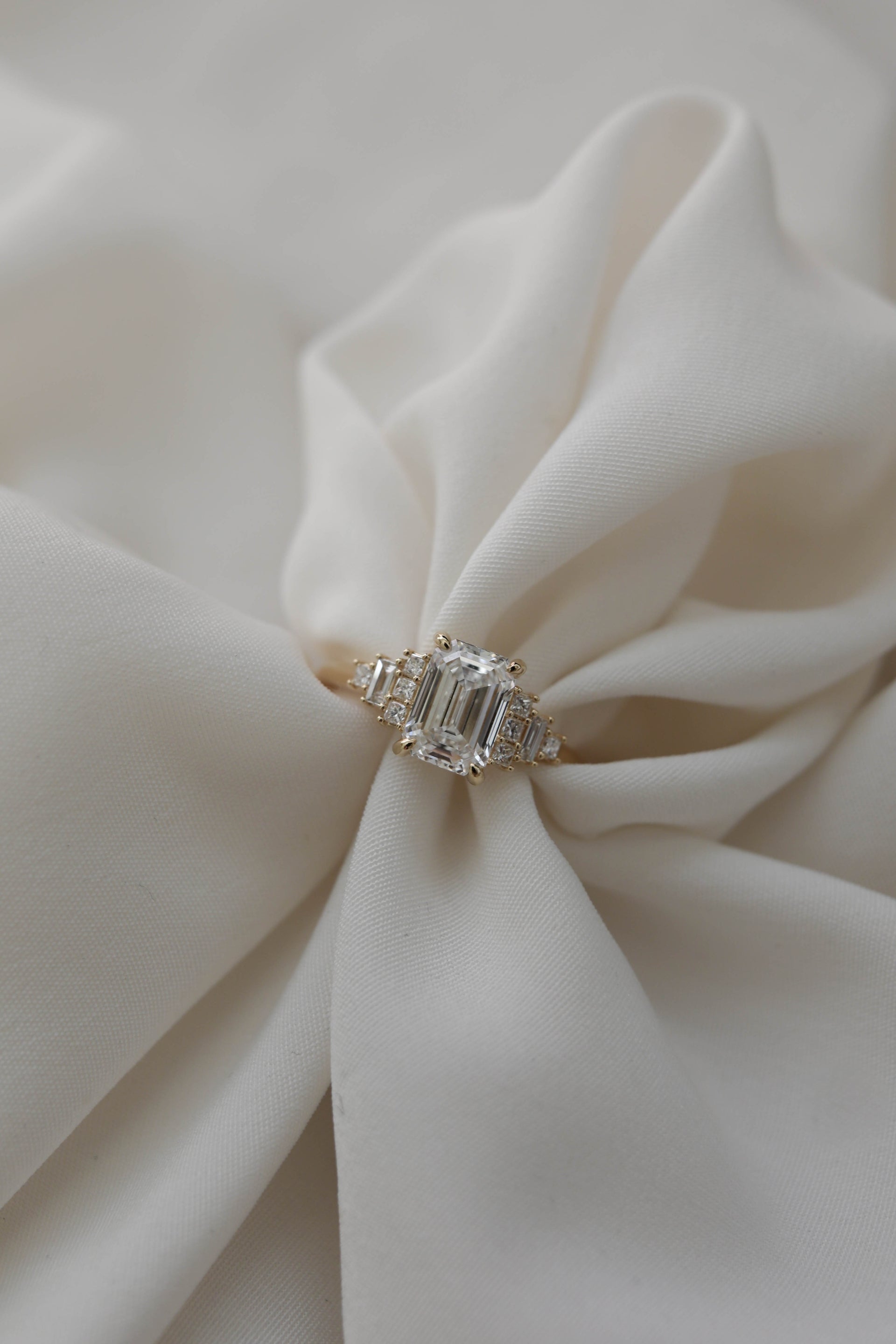 2 CT - 3 CT Emerald Cut Lab grown Diamond Cluster Engagement Ring