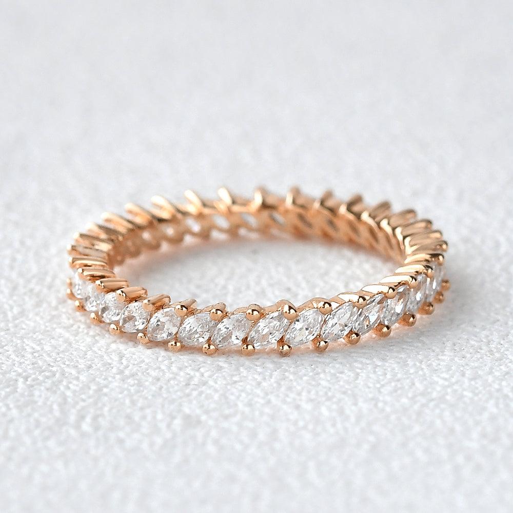 0.7 TCW Marquise Moissanite Full Eternity Wedding Band
