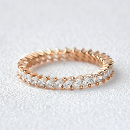 0.7 TCW Marquise Moissanite Full Eternity Wedding Band