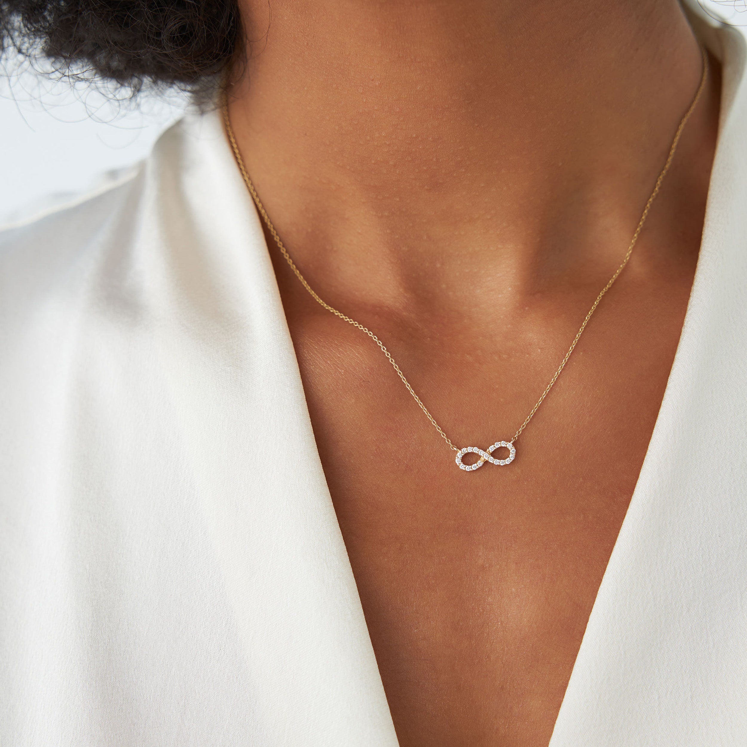 0.15 TCW Round Moissanite Diamond Infinity Necklace