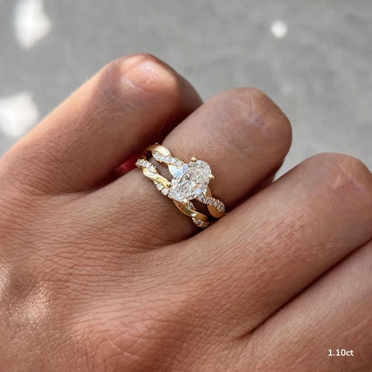 1.1 CT - 2 CT Oval Cut Twisted Pave Moissanite Engagement Ring