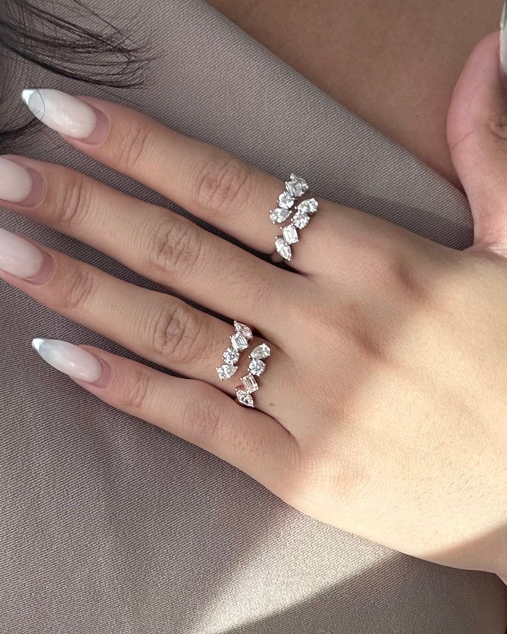 1.65 TCW Mix Shape CVD Diamond Open Wedding Band