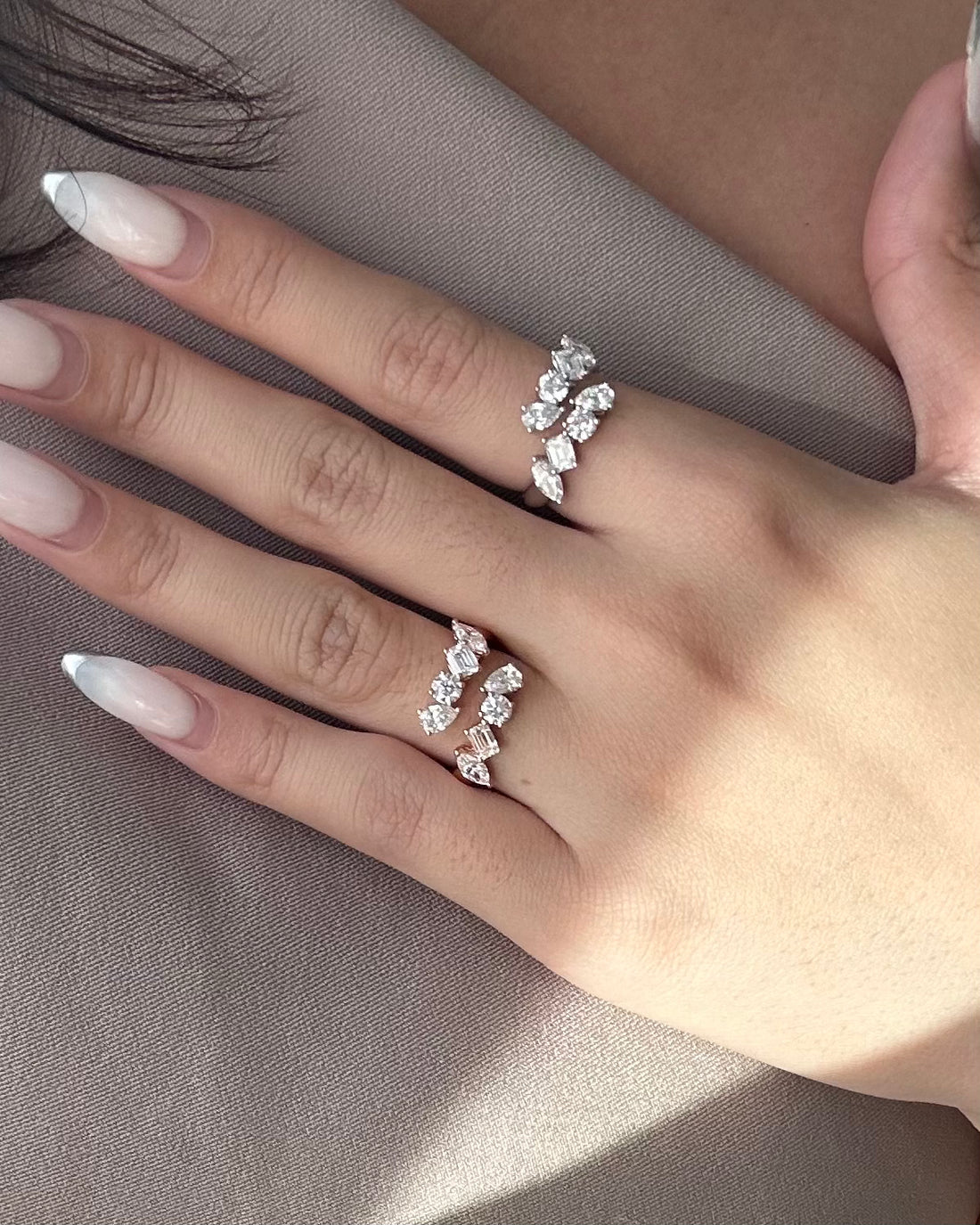 1.65 TCW Mix Shape CVD Diamond Open Wedding Band