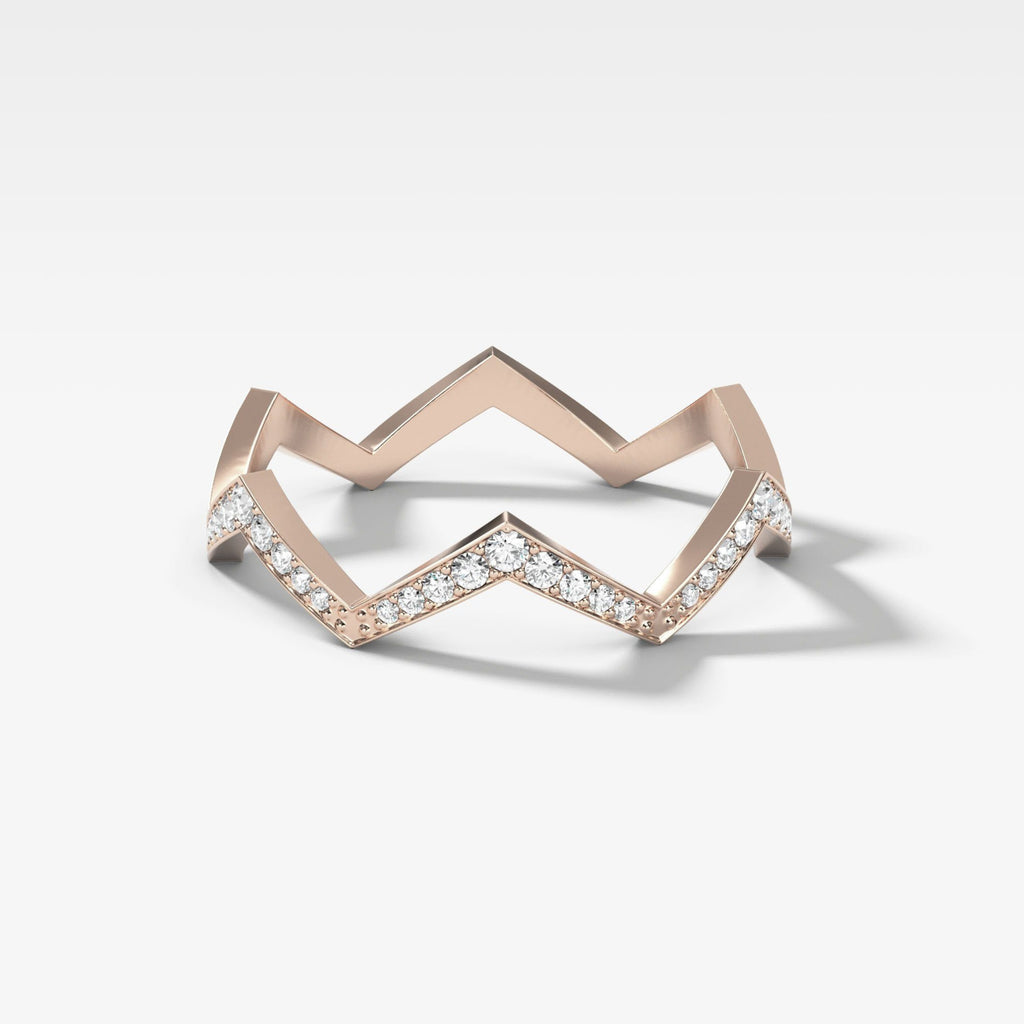 0.13 TCW Round CVD Diamond Zig-Zag Pave Wedding Band
