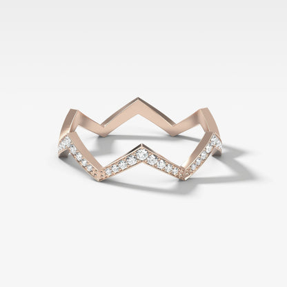 0.13 TCW Round CVD Diamond Zig-Zag Pave Wedding Band