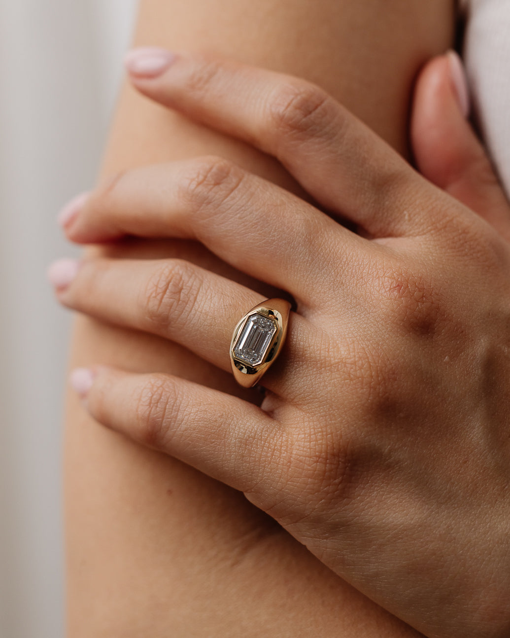 2.51 CT Emerald Cut Lab grown Diamond Flush Setting Engagement Ring