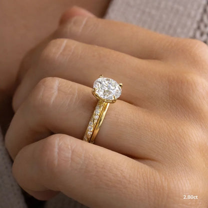 1.7 CT - 2.8 CT Round Cut Twisted Pave Moissanite Engagement Ring